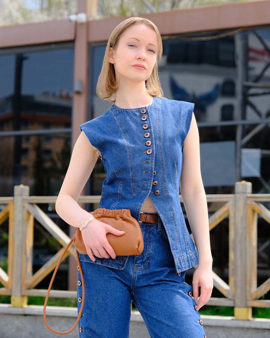 DÜĞMELİ DENİM YELEK