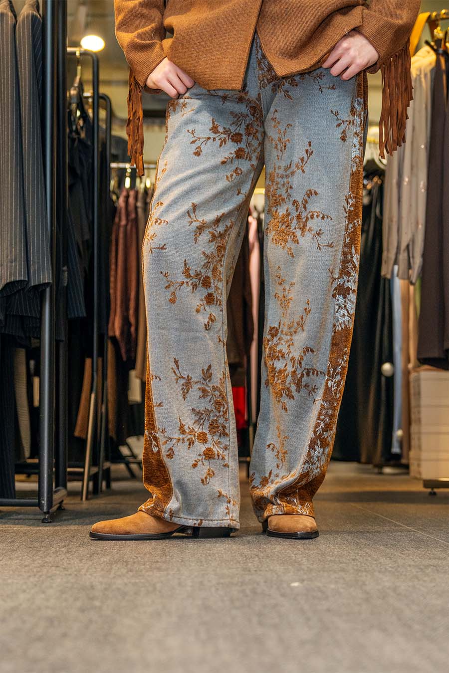 KADİFE JAKARLI JEAN PANTOLON